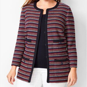 Talbots Plus X Petite Boucle Stripe Jacket Blazer Red Navy White